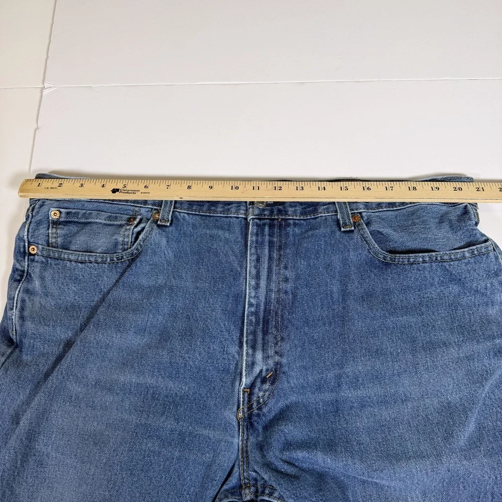 Levi's 550 Men 40x30 Blue Denim Whiskered Red Tab Low Waist Stretch Straight Leg